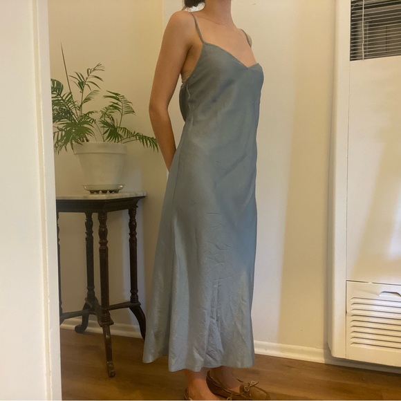 Armani Exchange silver midi dress 100% silk sz M - Picture 4 of 5